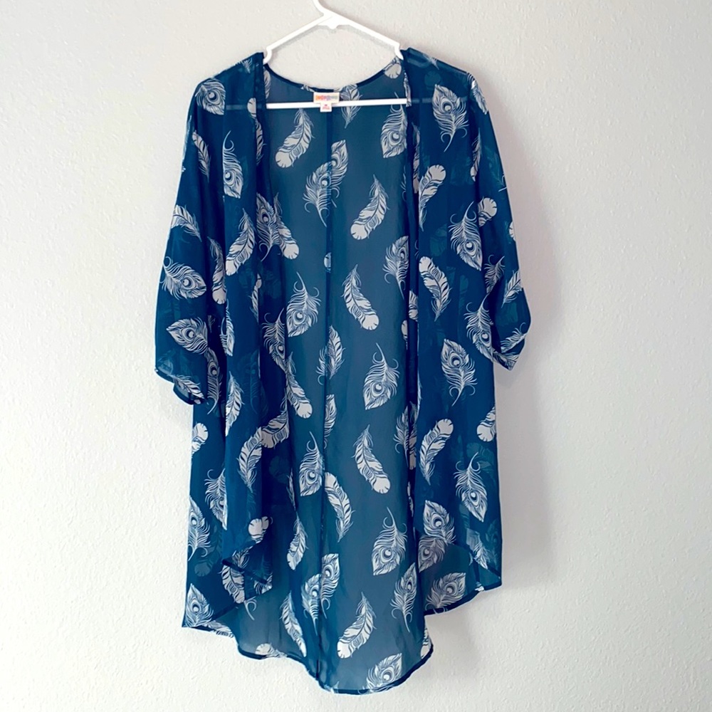 Lularoe Lindsay Feather Sheer Kimono
